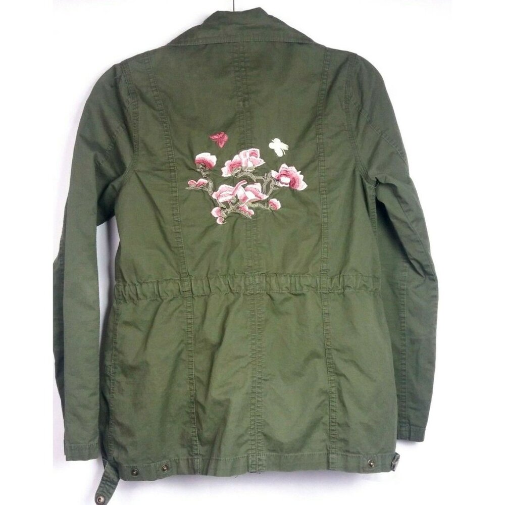 Miami Green Jacket Size Small Floral Embroidered Flowers